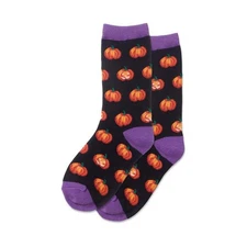 Kids Glow in the Dark Pumpkins Socks, 1 Pair, Black, Small/Medium