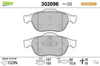 Valeo Bremsbelagsatz Scheibenbremse Essential 302096 FüR Renault ScÉNic JM0 2 JL