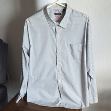 Van Heusen Traveler XL 17-17.5 White/Black Check Long Sleeve Dress Shirt