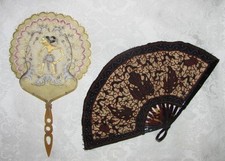 2 Antique Indonesian Hand Fans Early 20th Century