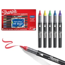 Creative Markers, Water-Based Acrylic, Brush Tip, Assorted Colors, 5 Count – ...