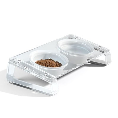 AITEE Elevated Cat Food Bowl, Ceramic Raised and Tilted Water Clear 