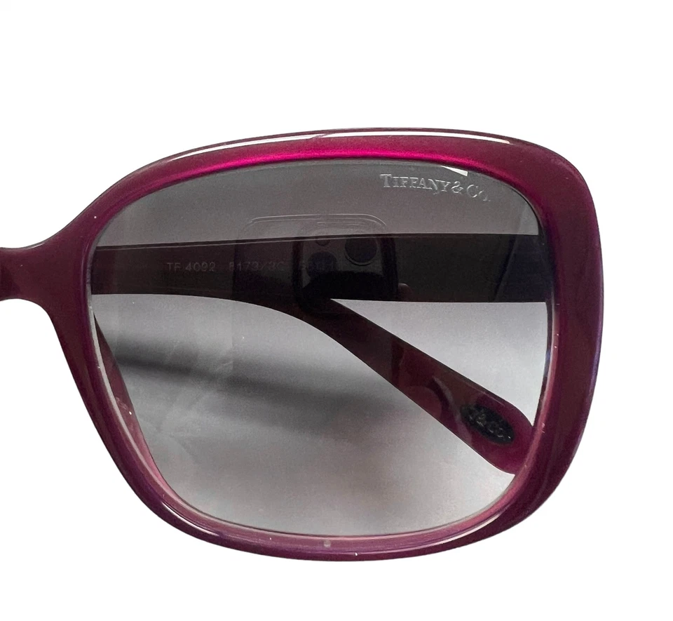 Gafas de sol Tiffany perla oscura ciruela púrpura plata lazos TF 4092 8173/3C sin estuche Foto 4 de 4