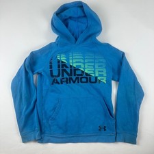 Under Armour ColdGear Hoodie Boys Youth Medium Blue Graphic Pullover