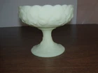Vintage Fenton Lime Green Satin Glass Water Lily Compote NICE!!!