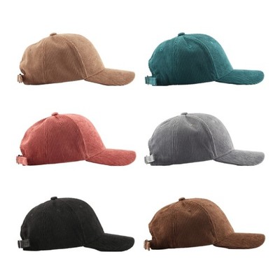 Fashion Corduroy Baseball Caps Solid Color Winter Warm Baseball Hat for Men