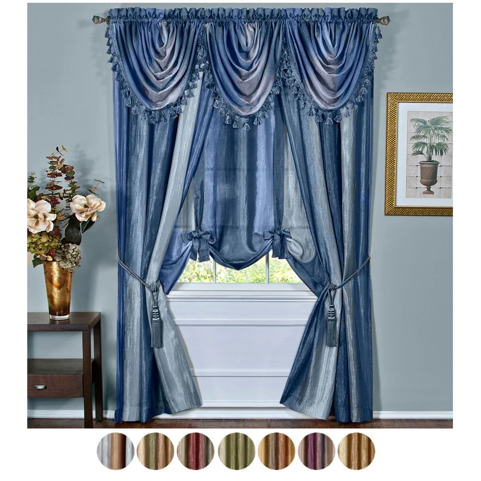 Multi-Color Striped Modern Semi-Sheer Window Curtain Drape Panel Scarf Valance