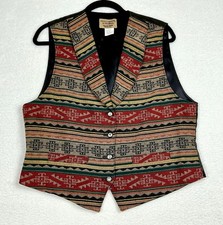 Vtg Pendleton Knockabouts Wool Acetate Aztec Western Vest Made In USA Womens 14