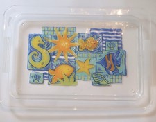 Vintage fish under the sea star fish seashell acrylic serving tray 1990&rsquo;s