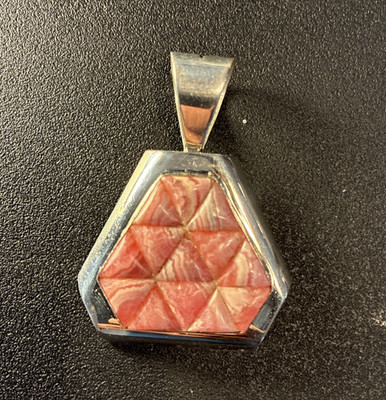 BEAUTIFUL DTR JAY KING SIGNED DROP PENDANT PINK RHODOLITE STERLING SILVER  