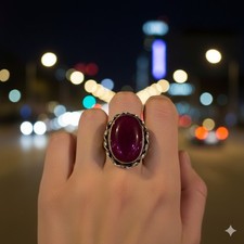 Ruby Gemstone Band Ring Size 925 Sterling Silver