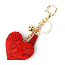 Glitter Rhinestone Bejeweled Heart Shaped Keychain Bag Charm NEW