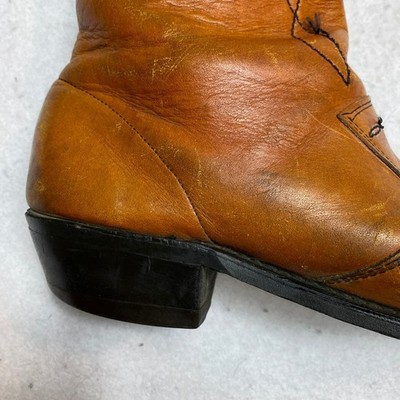 Vintage Flagg Bros Western Side Zip Boots 9 Square Toe Cuban Heel