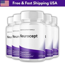 5 Pack Neurocept Nootropic All Natural Formula Brain Supplement 60 Capsules US