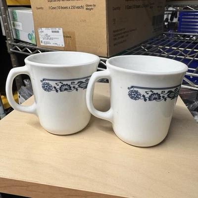 Vintage Corning Blue Cornflower Coffee Mugs Set of 2 Microwave Safe USA Made - image 1 of 4