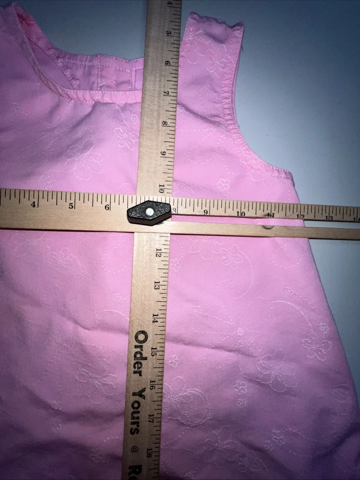 Vestido Gloria Desteñido Niñas 4T Rosa Sin Mangas Bordado Diseño Floral Botón Trasero Foto 4 de 4