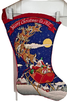 Merry Christmas to All Large Vintage Stocking Fabric /Felt 16''