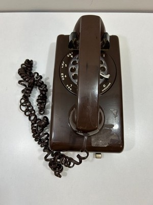 Vintage Comdial Brown Rotary Wall Phone Untested