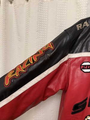 Men's Y2K Japanese Barcode Cup Champion Racing Leather Motorcycle