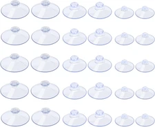 30 Packs Suction Cups without Hooks 0.8/1.2/1.8 Inch Clear Sucker Pads for Glass