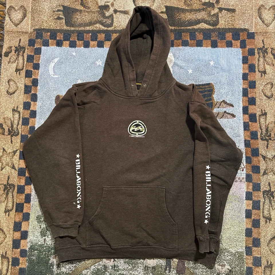 Sudadera con Capucha Y2K Billabong De Colección Para Hombres XL Spellout Grunge Skate Surf Negra Foto 4 de 4
