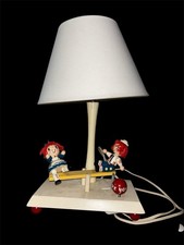 Vintage Raggedy Ann  Andy Musical Moveable See Saw Teeter Totter Table Lamp