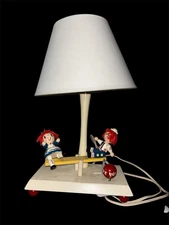 Vintage Raggedy Ann & Andy Musical Moveable See Saw Teeter Totter Table Lamp