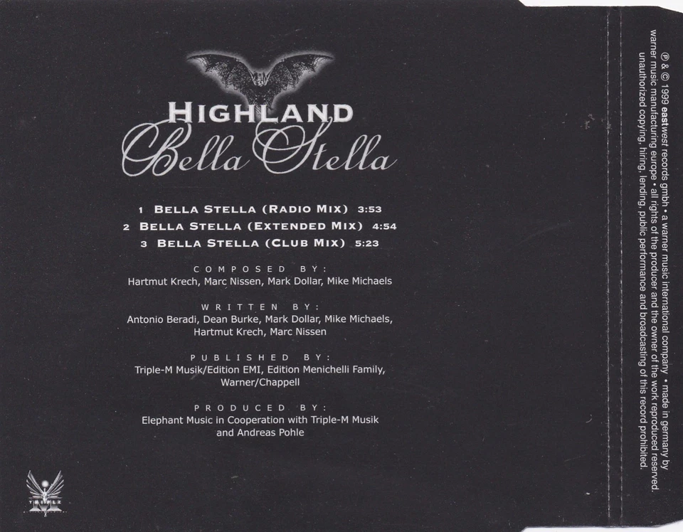 Highland - Bella Stella (3 Track Maxi CD) - Bild 2 von 2