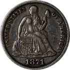 1871-P Seated Liberty Dime