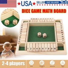 4-Player 10 Number Shut The Box Dice Game. Family Party Porch Pub Bar Board Game