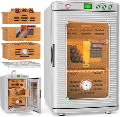 25L Electric Cigar Humidor for 160-200 Cigars with Glass Door & Hygrometer