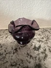 VTG Fenton Royal Purple Amethyst Ruffled Edge Glass Rose Bowl Vase 3.25" Tall