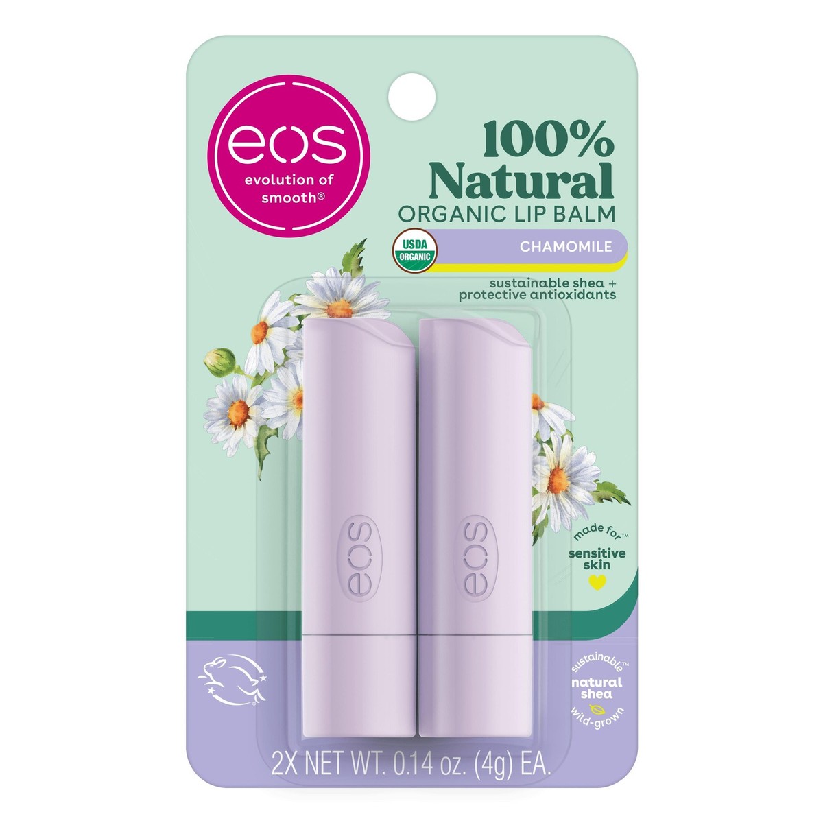 Organic Lip Balm Sticks Eos 100% Natural \u0026 - Sweet Mint, 2-Pack, 0.14 Oz  Each Eos 100% Natural Organic Lip Balm Sticks Sweet Mint 2-pack, image size:1200x1200