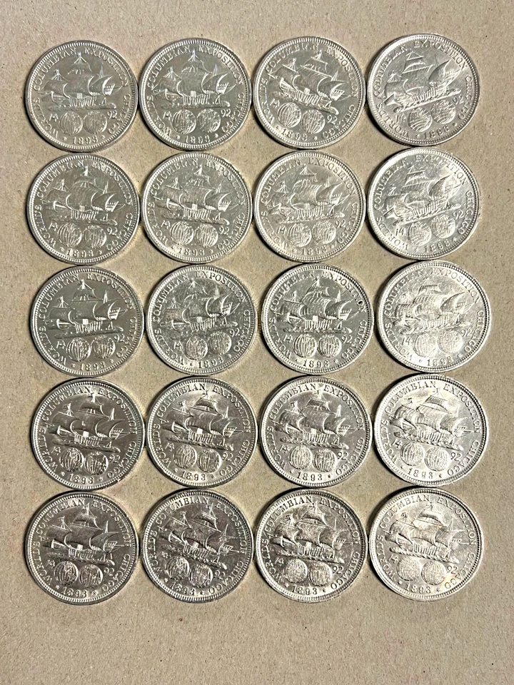 1893 Columbian Exposition Commemorative Silver Half Dollar; Full Roll: 20 Coins - Image 2 of 4
