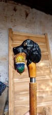 Wooden walking stick hand carved Dog handmade wooden walking cane