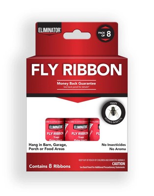 Eliminator Non-Toxic Fly Ribbon, 8 Pack, Poison-Free Pest Control, Sticky Paper