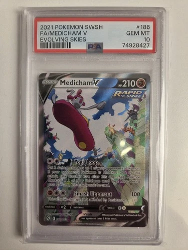 Pokémon TCG Medicham V Evolving Skies 186/203 Holo Ultra Rare PSA 10