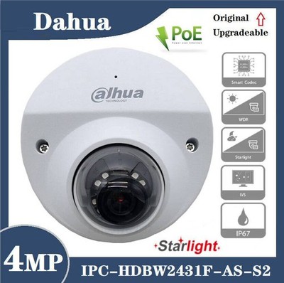 Dahua IPC-HDBW2431F-AS-S2 4MP Starlight IR30m H.265+ PoE Built-in Mic IP Camera