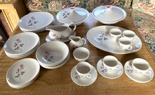 Vintage Royal Doulton Pillar Rose Dinner Service For 6 with Coffee Set (45 pcs)