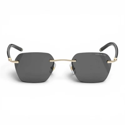 Gafas de sol Montblanc cuadradas sin montura con marco de metal plateado gafas de lujo - Imagen 1 de 4
