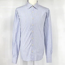 Quiet Luxury Scott Barber Gingham Dress Shirt Men’s XL Blue Cotton Workwear