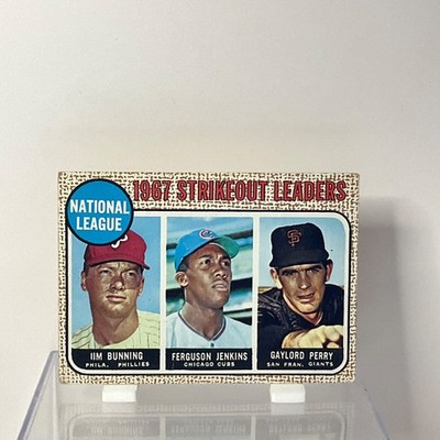 1968 Topps-League Ldrs, Jim Bunting / Fergie Jenkins / Gaylord Perry #11, Read