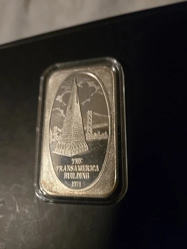 Super Rare TRANSAMERICA BUILDING 1 Oz .999 Silver Art Bar! A Ussc Must Have!!