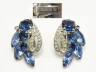 Signed "EISENBERG ICE" Blue Rhinestone Costume Jewelry Earrings - 01