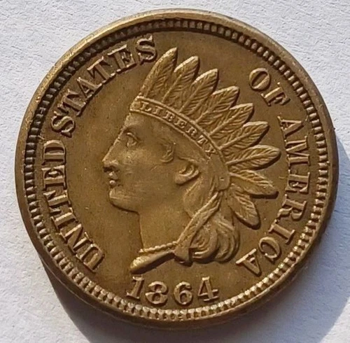 1864 Indian Head Cent Copper-nickel - AU, Nice Grade & Date Penny 1C