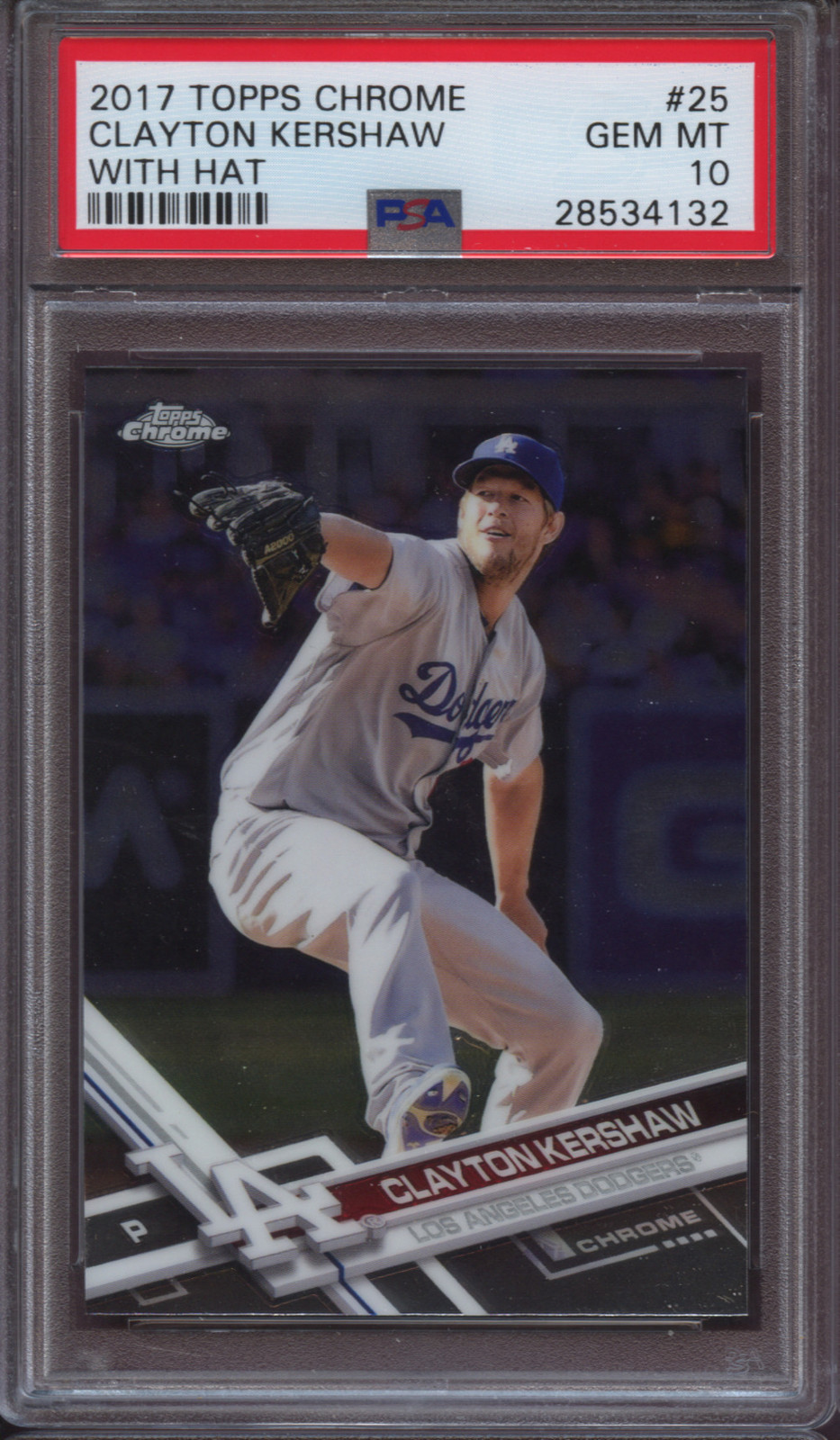 2017 Topps Chrome 25 Clayton Kershaw With Hat PSA 10 Gem Mint Dodgers  view 3