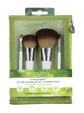 EcoTools On The Go Style Brush Set 4 Piece Set  Dual Pocket Case Cruelty-Free