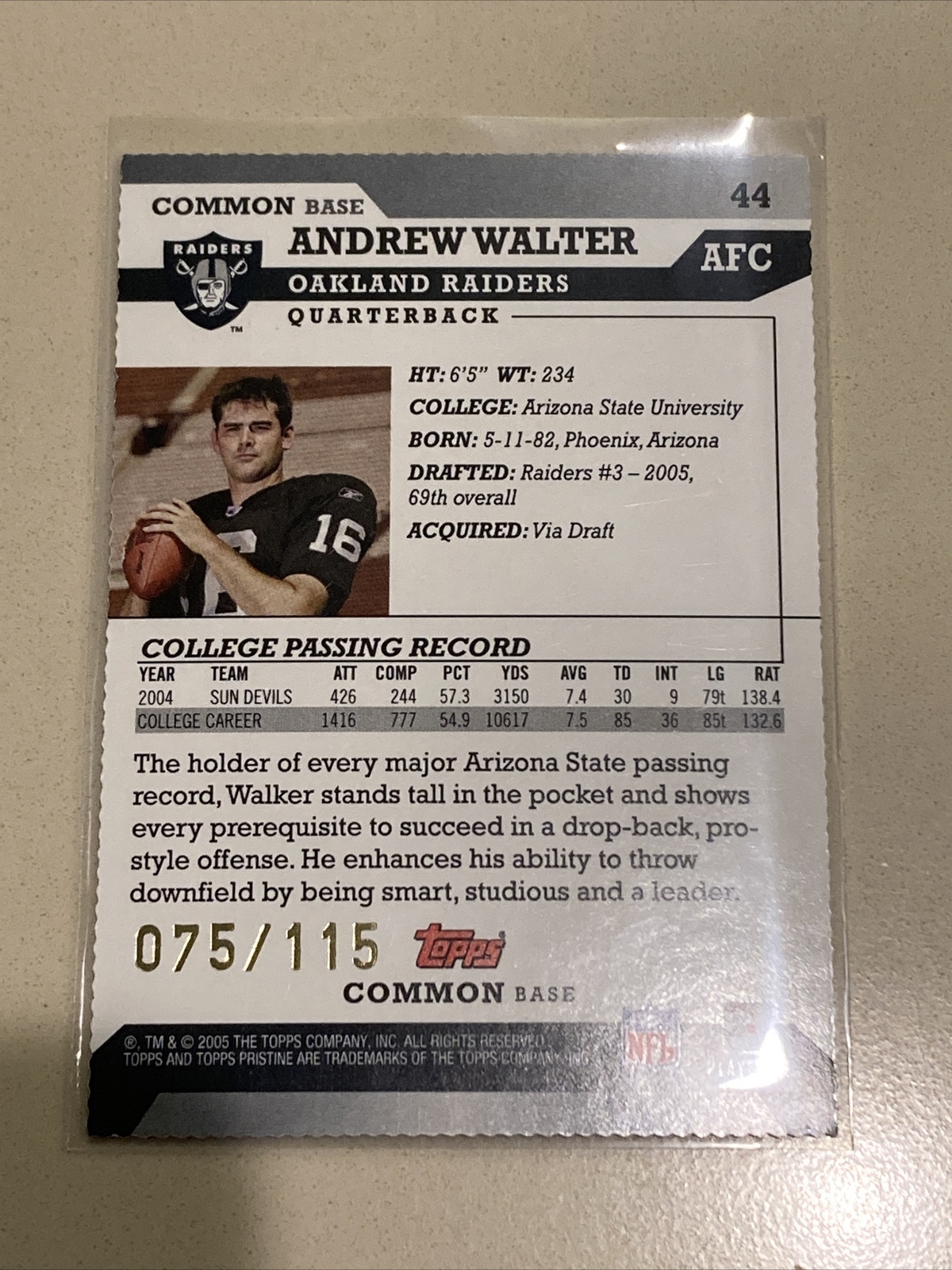 2005 Topps Pristine - Andrew Walter #44 Die-Cut /115 (RC) for sale ...