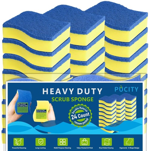 Non-Scratch Dish Scrubber Sponges Kitchen - PUCITY 24 Count Sponge for Dishes...