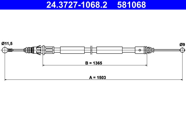 ATE 24.3727-1068.2 Cable, parking brake for ,NISSAN,OPEL,RENAULT,VAUXHALL